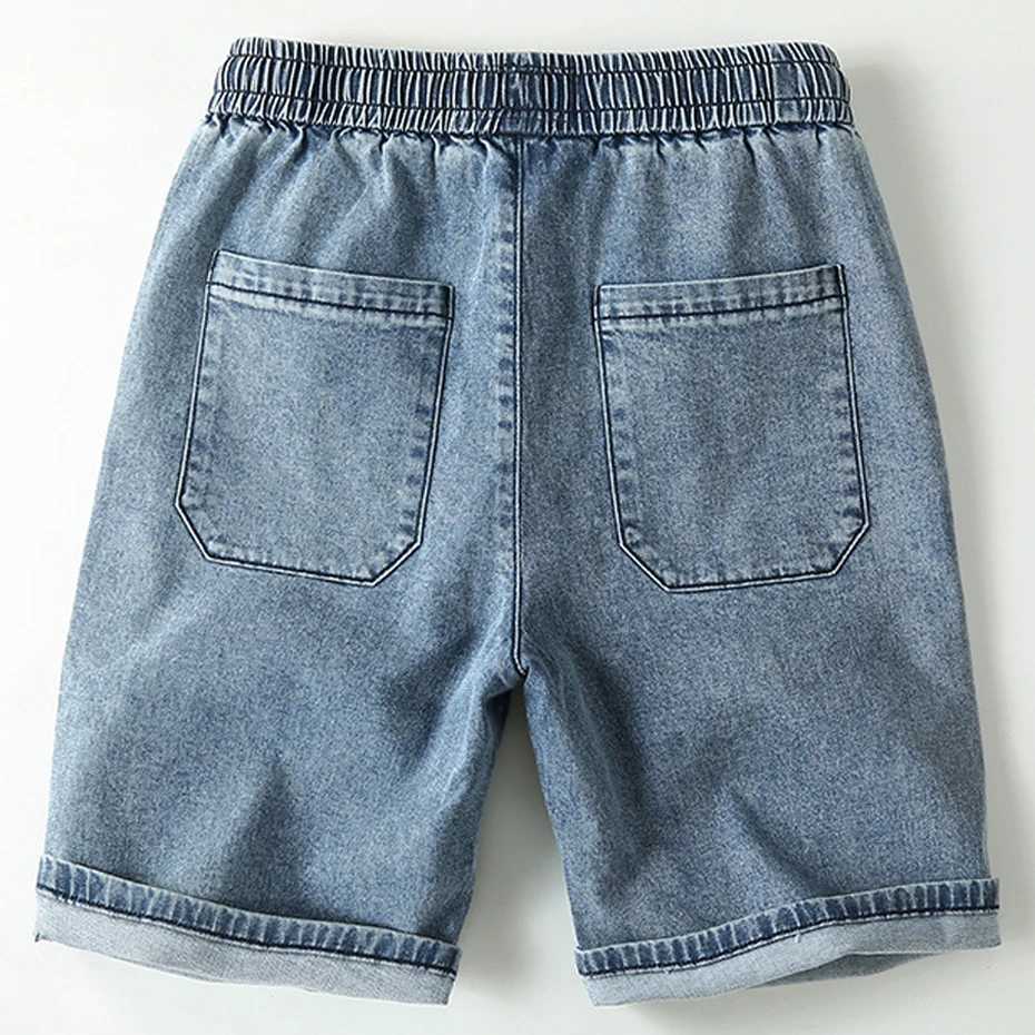 Denim Shorts Men Blue Jeans Shorts Fashion Casual Solid Color Jeans Shorts Male Elastic Waist Short Pants SummerX240914