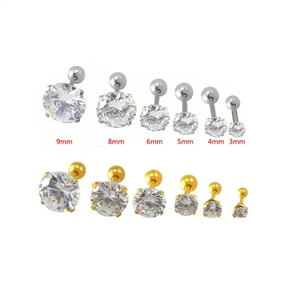 1 piece Stainless steel 4 Prong Zircon Ear Studs Earrings For WomenMen Tragus Cartilage Standard Lobe Daith Piercing Jewelry 240906
