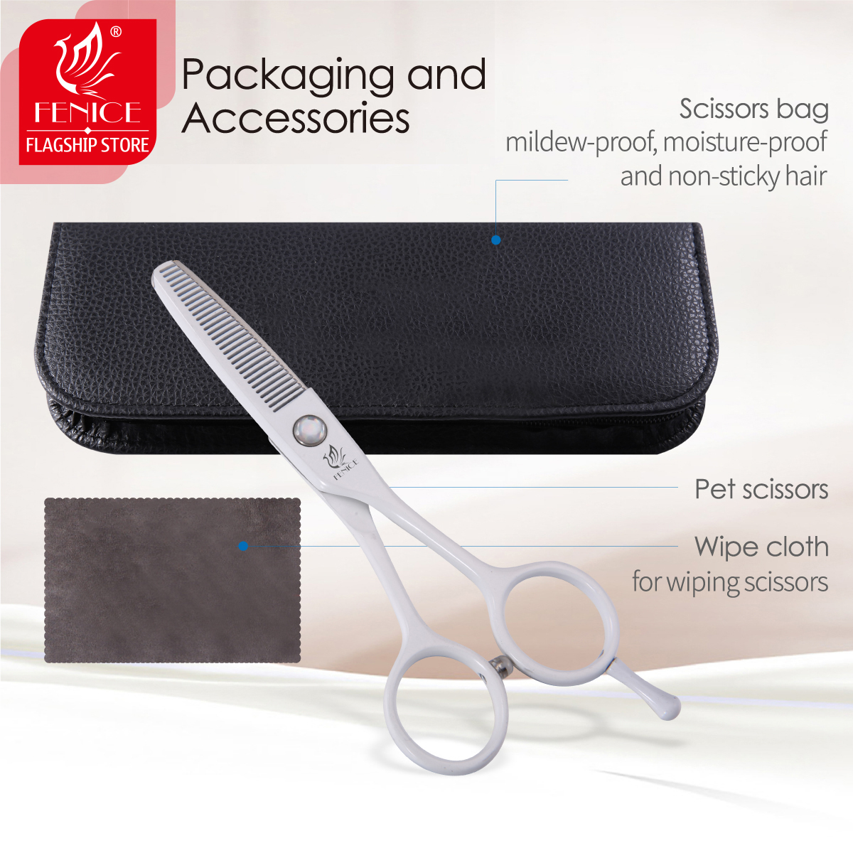 Fenice JP440C 5.5 inch Pet Scissors Dog Grooming Scissors Thinning Scissors Shears for Dogs & Cats Animal Face Eyes Mouth Ears