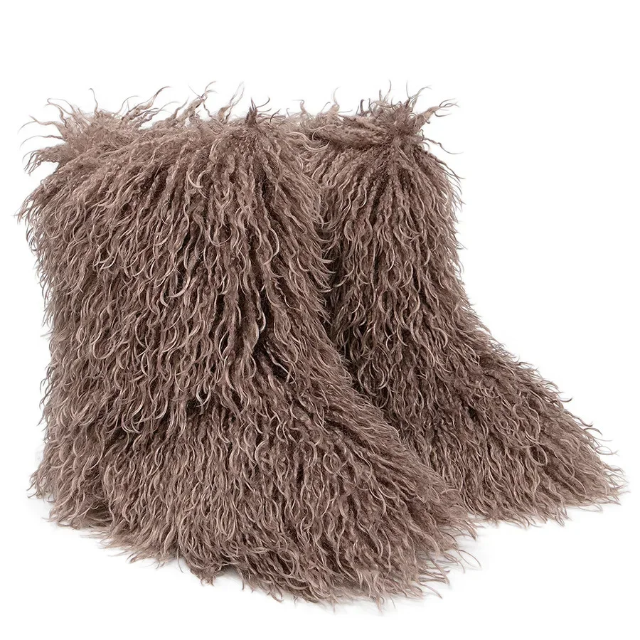 Winter Snow Boots Furry Shoes Women Fluffy Warm Faux Wool Boots Woman Teddy Fur Snow Boots Fashion Plush Short Boots Ladies