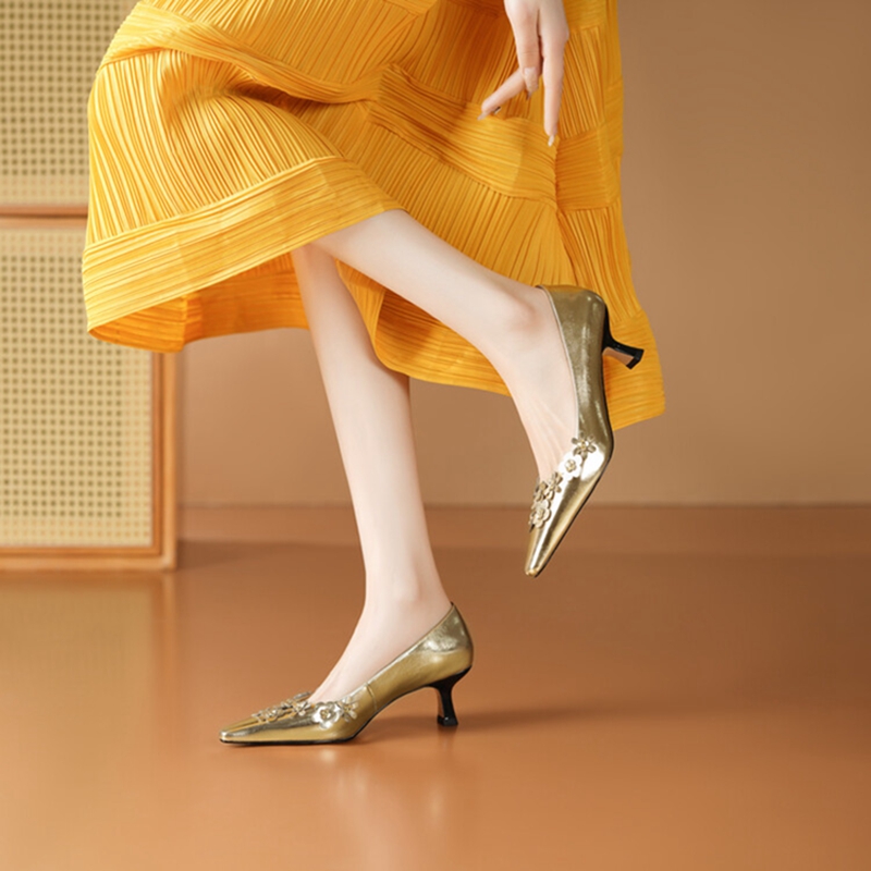 2025 new Spring/Summer NEW Pumps Pointed Toe Thin Heel Split Leather for Women Elegant wer High Heels Handmade Shoes ddff s