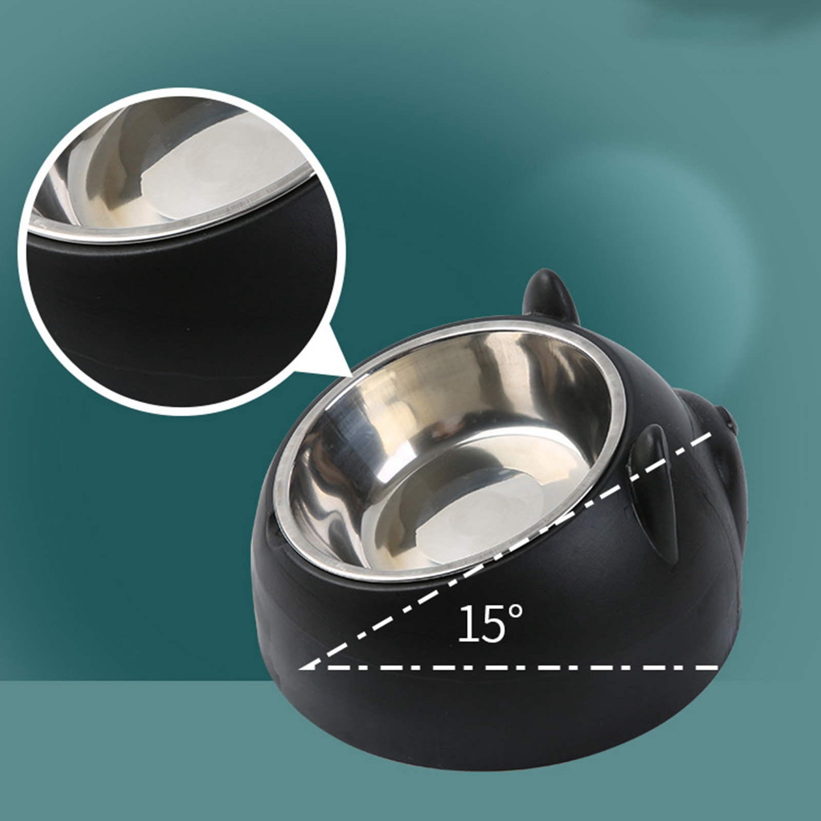 Feeder For Cats Pet Food Water Bowl Stainless Steel Detachable Cartoon Shape Dog Cat Feeding Bowlblack Cat Shape