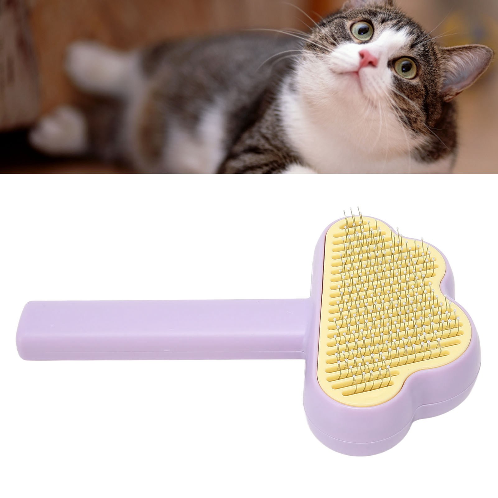 Cat Grooming Brush Self Cleaning Hair Removal Pet Shedding Brush For Long And Short Haired Dogs Cats