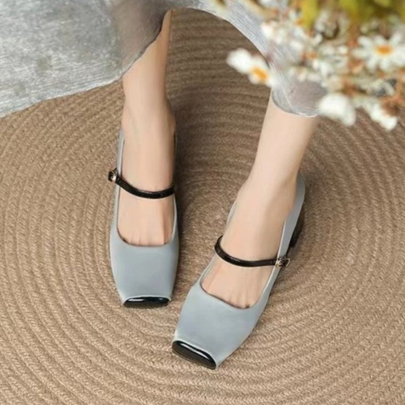 Designer Shoes for Women Pumps Black Toe Mary Janes Shoes Patchwork High Heels New Fashion Woman Leather Shoes Spring 1692N