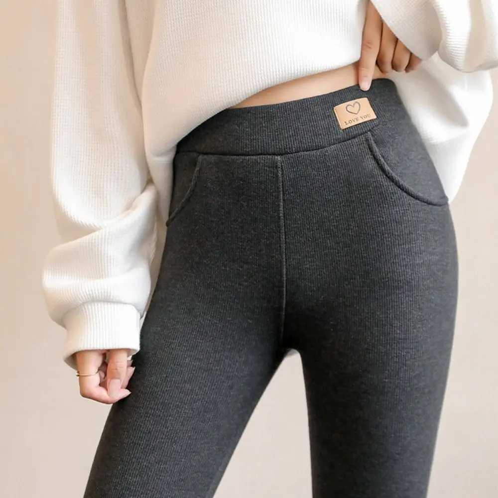 Fashion Letter Women Leggings Thickened Autumn Winter Underpants Slim Fit Warm Long PantsX240914