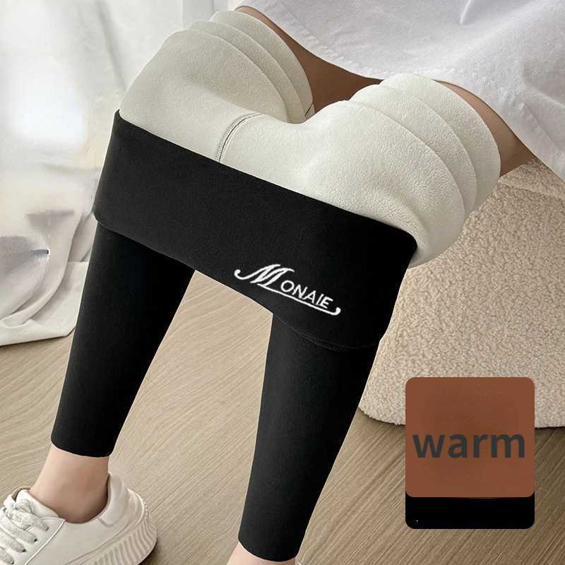 Winter Cashmere Leggings Women Solid Warm Leggings High Waist Slim Stretchy Pants Big Size Adding Velvet and Thickening PantsX240914