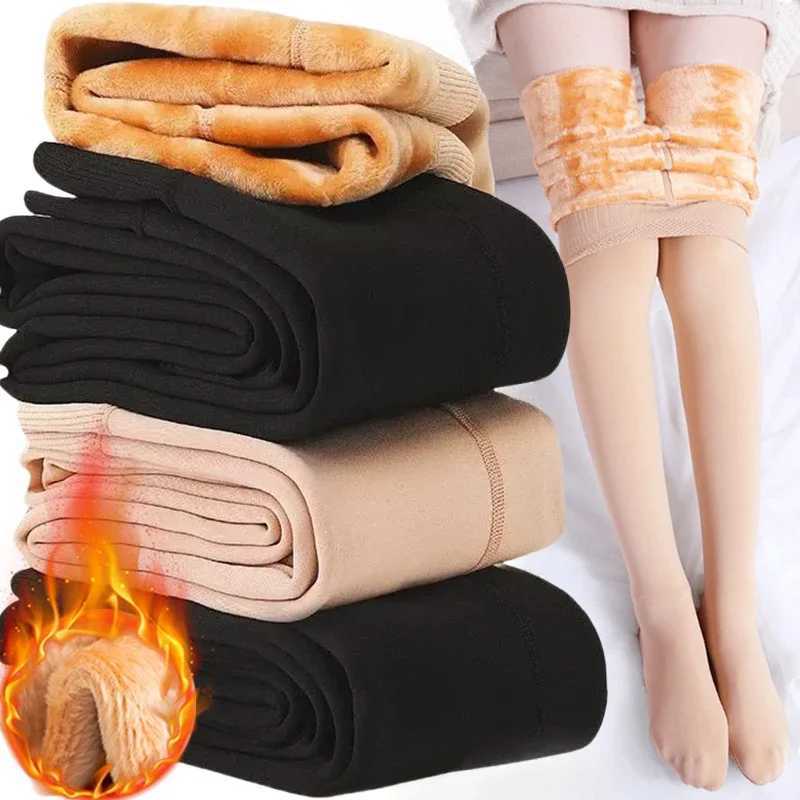 Women Winter Leggings Girls Warm High Waist Solid Color Velvet Stocking Thickened Soft Comfortable Pantyhose Fashion AccessoriesX240914