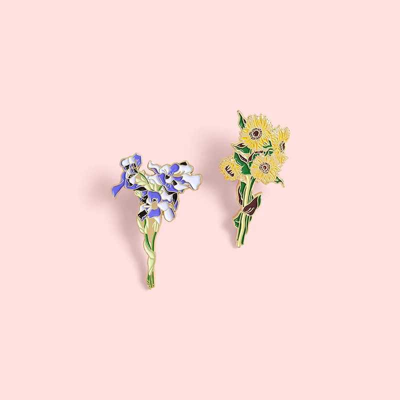 Morning Glory Sunflower Enamel Pins Loving Your Life Brooches Lapel Backpack Badges Wholesale Plant Pin Jewelry Gifts for FriendX240914