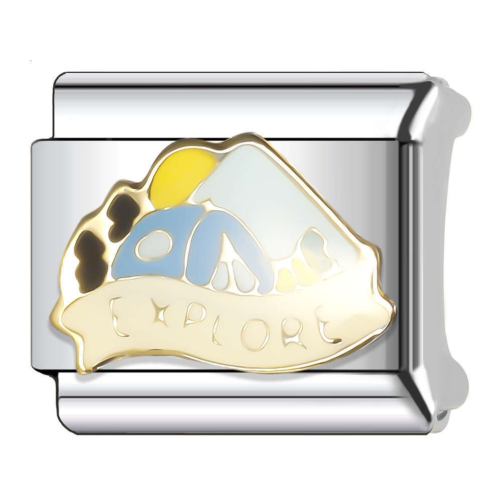 New Women's Gift Cherry with colorful enamel Bead Italian Charms Links Bangle Beads Fit 9mm Stainless Steel Bracelet Making DIY For Women Fashion