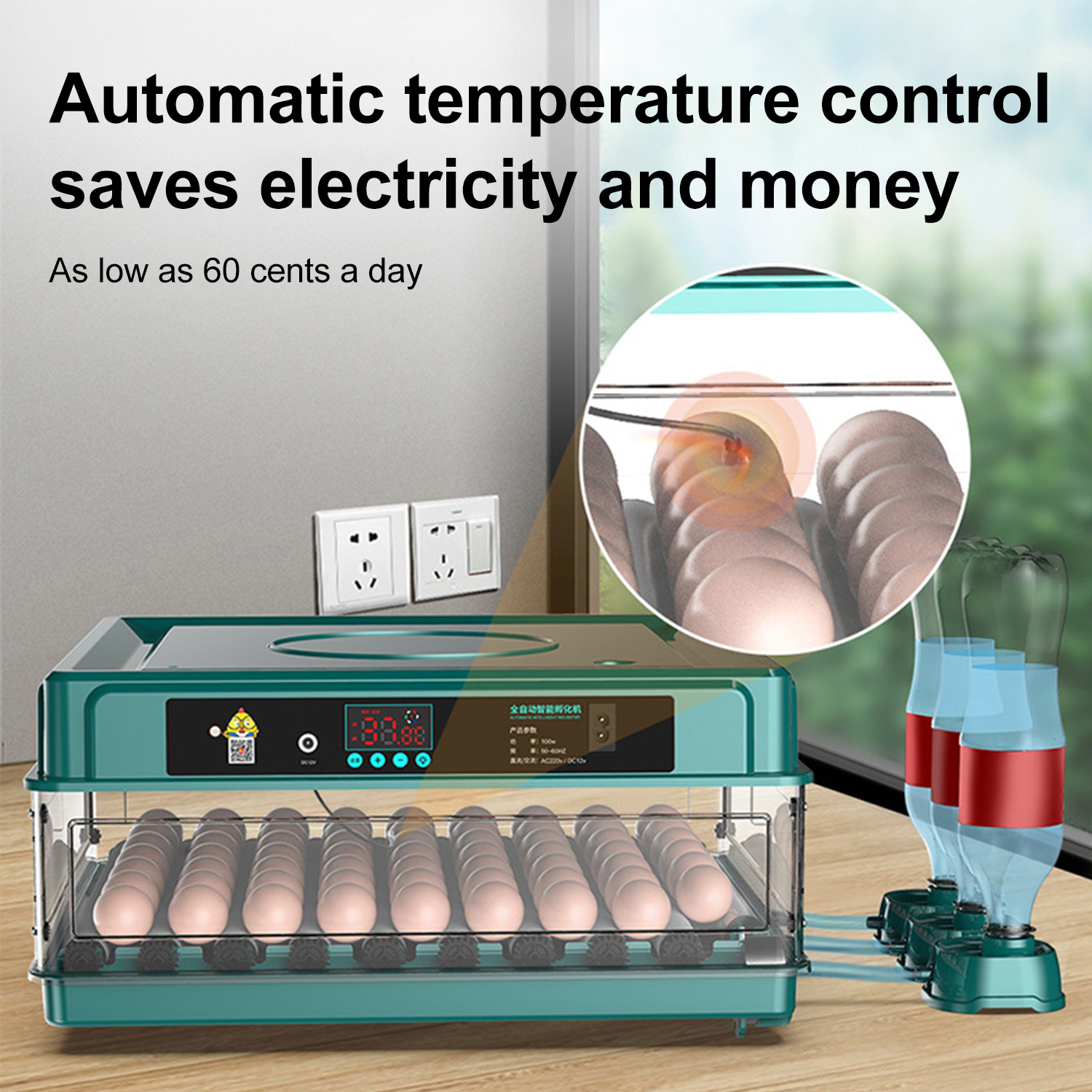 9/15/30/48 Eggs Incubator With Automatic Egg Turning Humidity Monitoring Temperature Control Automatic Intelligent Incubator