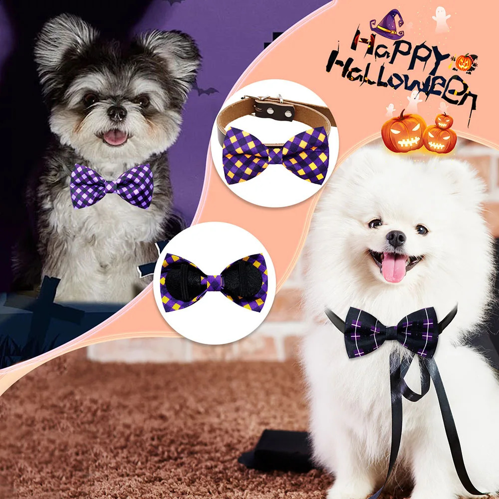 20 pet collars Halloween series dog bow tie adjustable classic plain pet collar dog grooming accessories 240914
