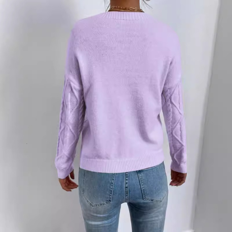 dongdumaoyi Popular autumn and winter round neck long sleeve sweater Fried Dough Twists thread solid color loose versatile knitwear F0914#40