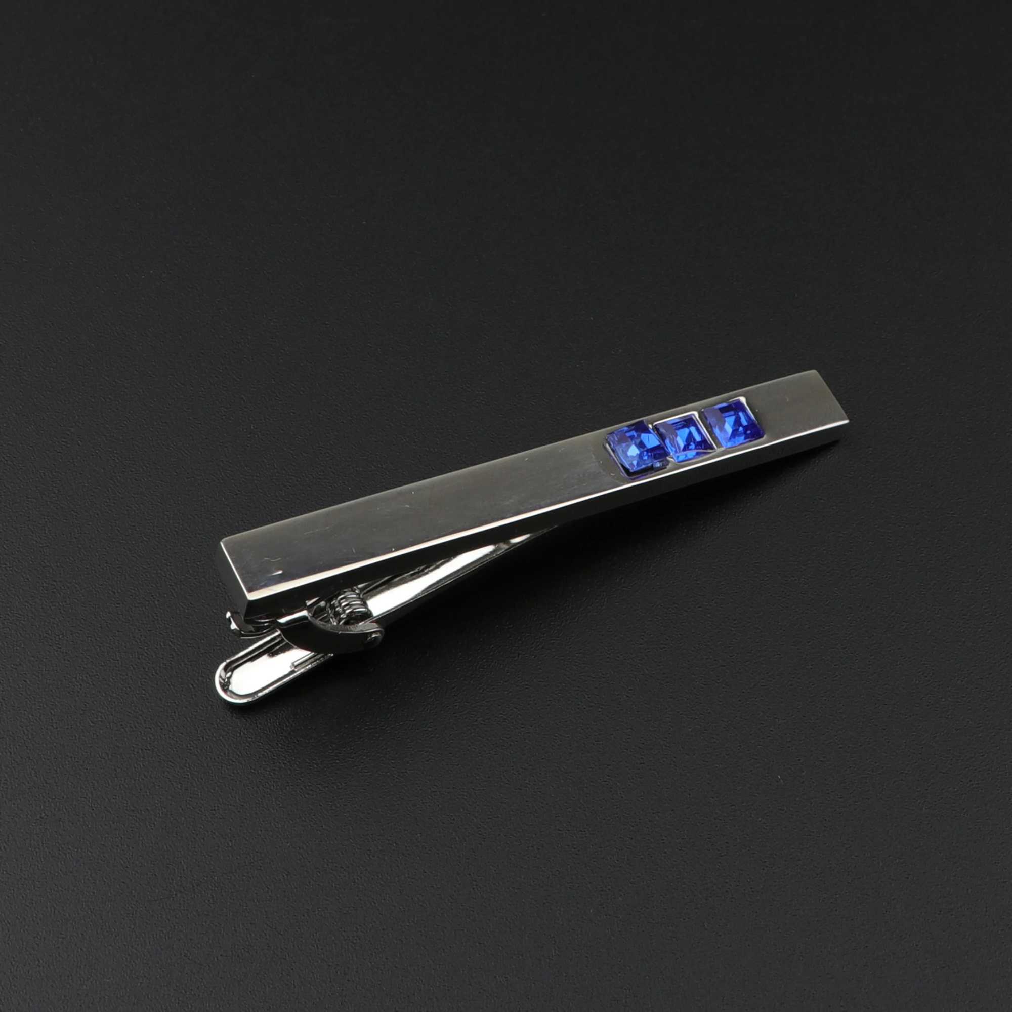 Mens Colorful Crystal Tie Clips Classic Trendy Metal Male Business Banquet 5.5cm Necktie Clips Clasp Accessories GiftX240914