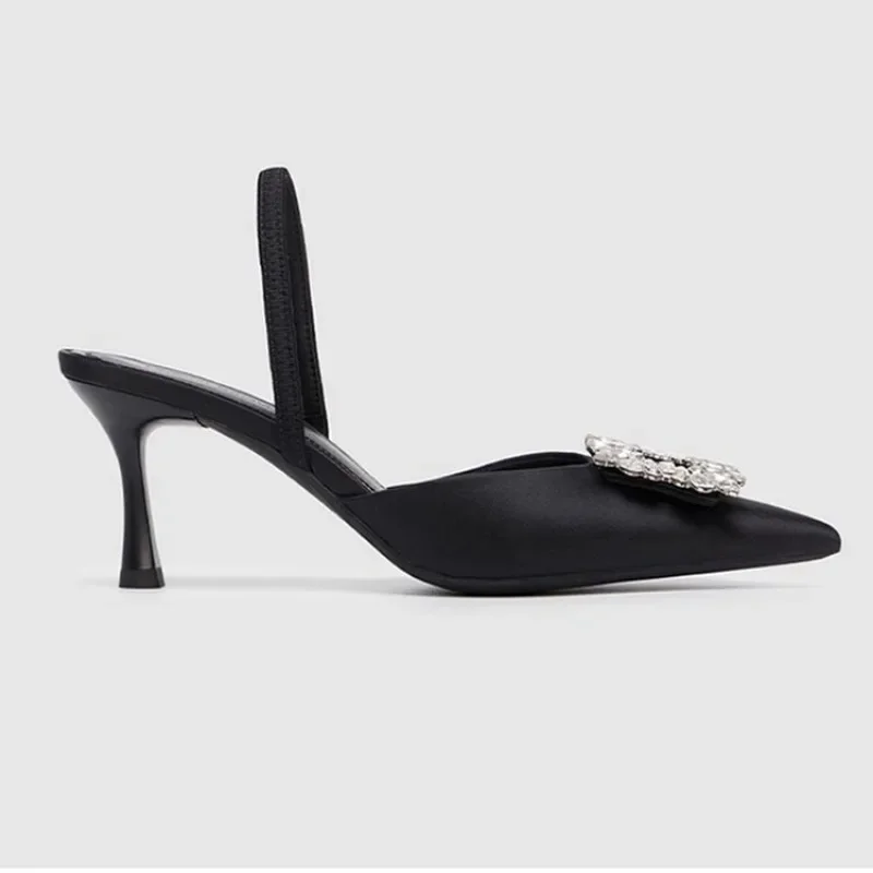Comemore Crystal High Heels Women Sandals Luxury Designer Pointed Toe Dress Shoes Party Slippers Summer2024 New Sexy Femme Pumps