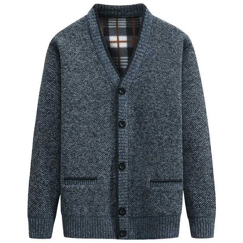 New Cardigan Men Autumn Winter Thick V Neck Knitted Sweater Coats Casual Warm Knitted Cardigan Men Fashion Mens Clothing 2023XJ240907