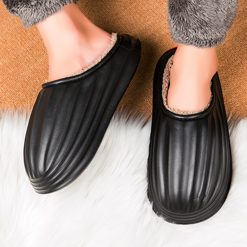 Fashion Winter Men Warm Slippers Cotton Slippers Outdoor Indoor Comfortable Non-Slip Casual Shoes Men's Bedroom Plush Slippers