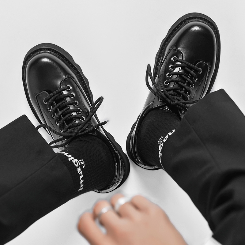 Men's Japan Karuku Korean Style Streetwear Vintage Thick Platform Casual Genuine Shoes Male Dress Leather Shoe e3b4
