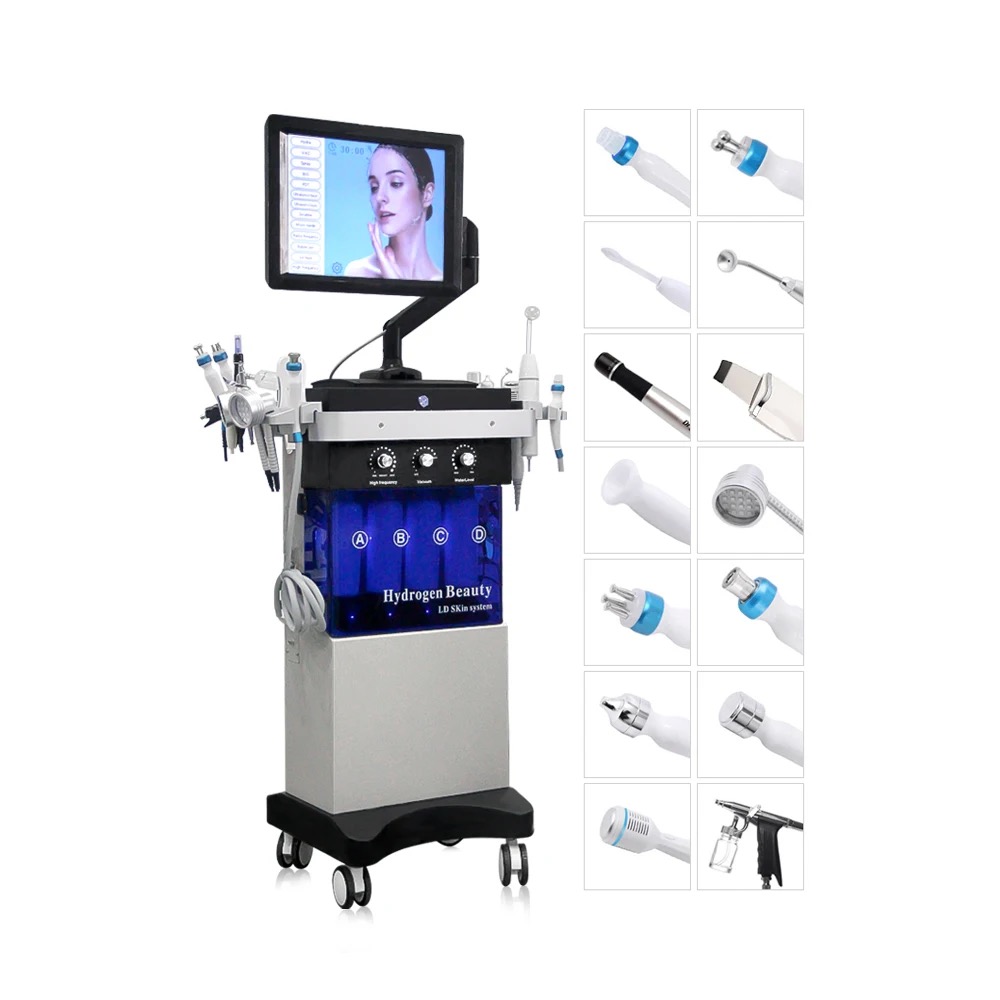 14 IN1 machine Multifunction Beauty Salon Equipments Big Screen Microdermabrasion Facial Skin Care