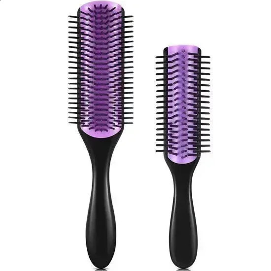 9Rows Detangling Hair Brush Detangler Hairbrush Scalp Massager Straight Curly Wet Comb Styling Tools 240911