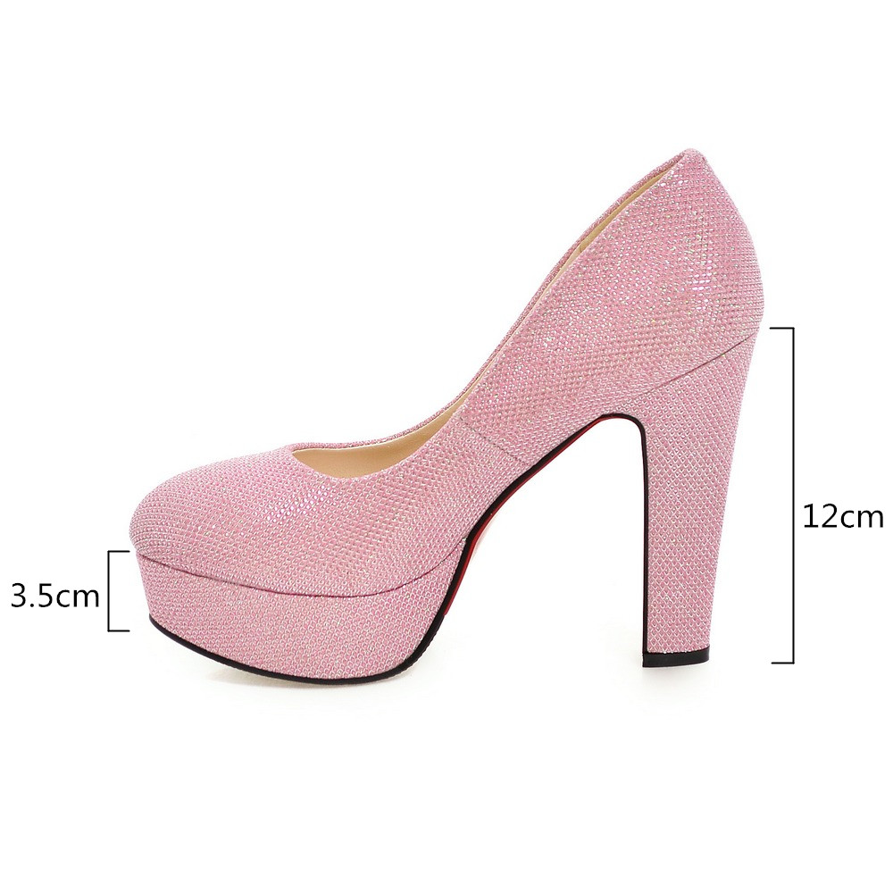 2025 new High Elegant Heels Platform Women Pumps Fashion Sequined Pink Gold Sier Heeled Wedding Party Office Shoes Ladies ZOGEER d6f4