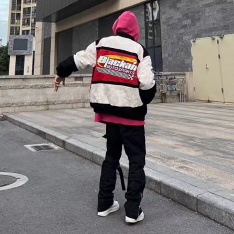 Retro racing jacket mens high street motorcycle tactical military spring womens color competition baseball 240904