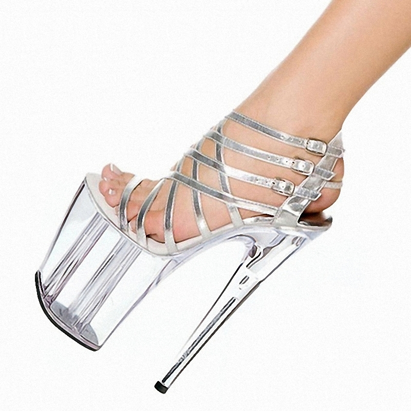 20cm Sexy Fetish Big Size Open Toe Hollow Stripper Heels Thin Heels Platform Exotic Dancer 8Inches Elegant Bride Models Catwalk