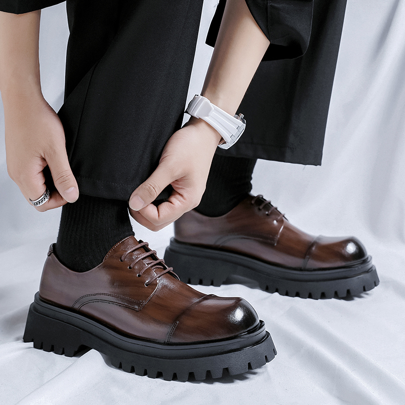 Men Black Platform Classic Fashion Lace up Increase Business Office Dress Leather Shoes 0d00