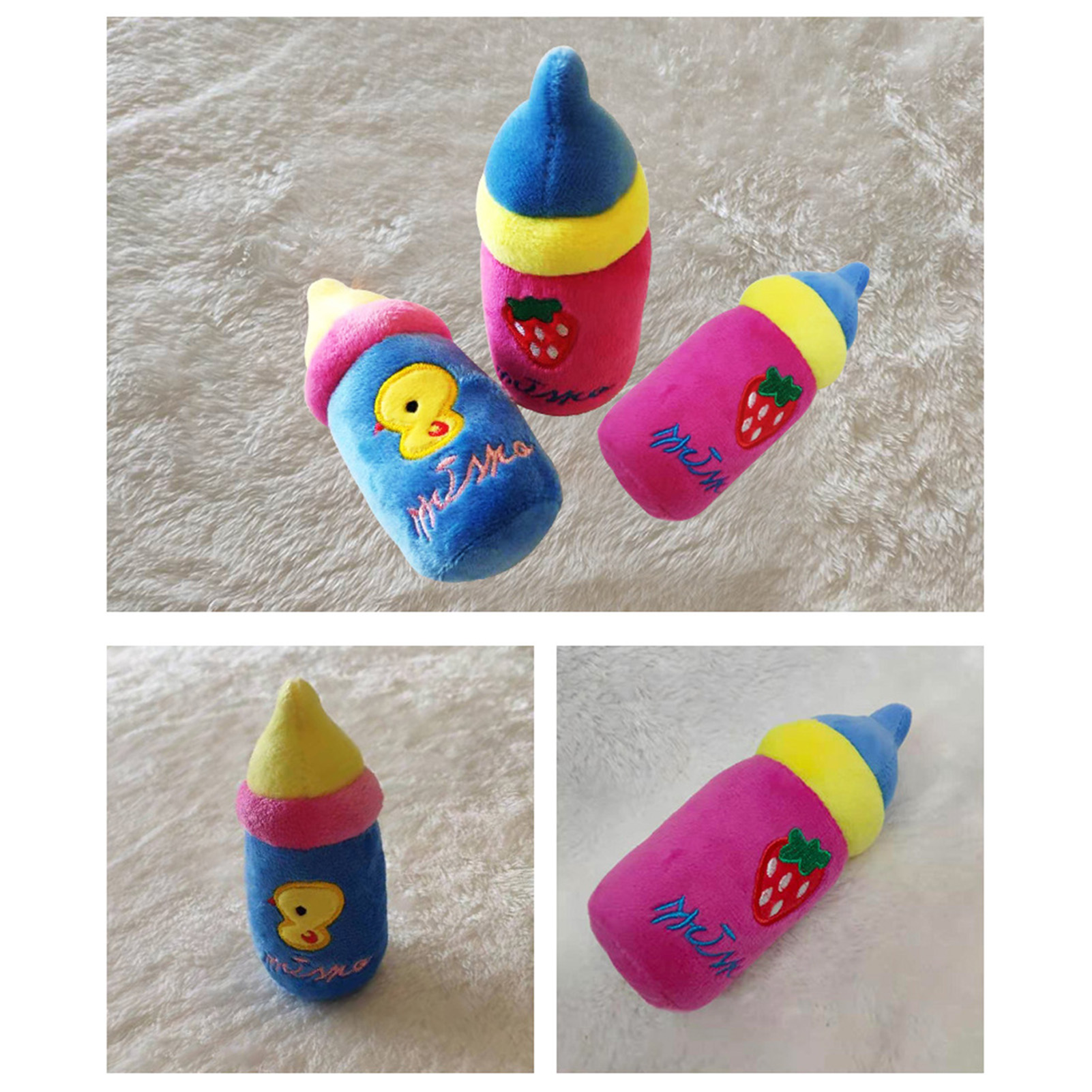 Dog Plush Toy Milk Bottle Bite Resistant Relieve Boredom Soft Pet Dog Squeaky Plush Toy For Indoor Outdoor