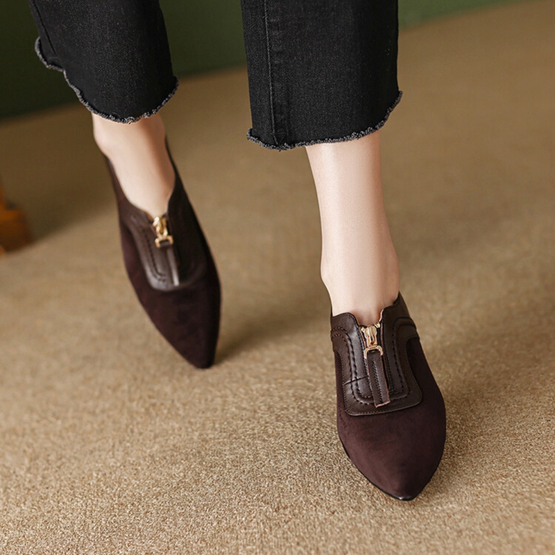 2025 new Spring/Autumn 2023 Pointed Toe Thin Heel Pumps Solid High Heels Sheep Suede for Women Zipper Sexy Shoes 9554 s