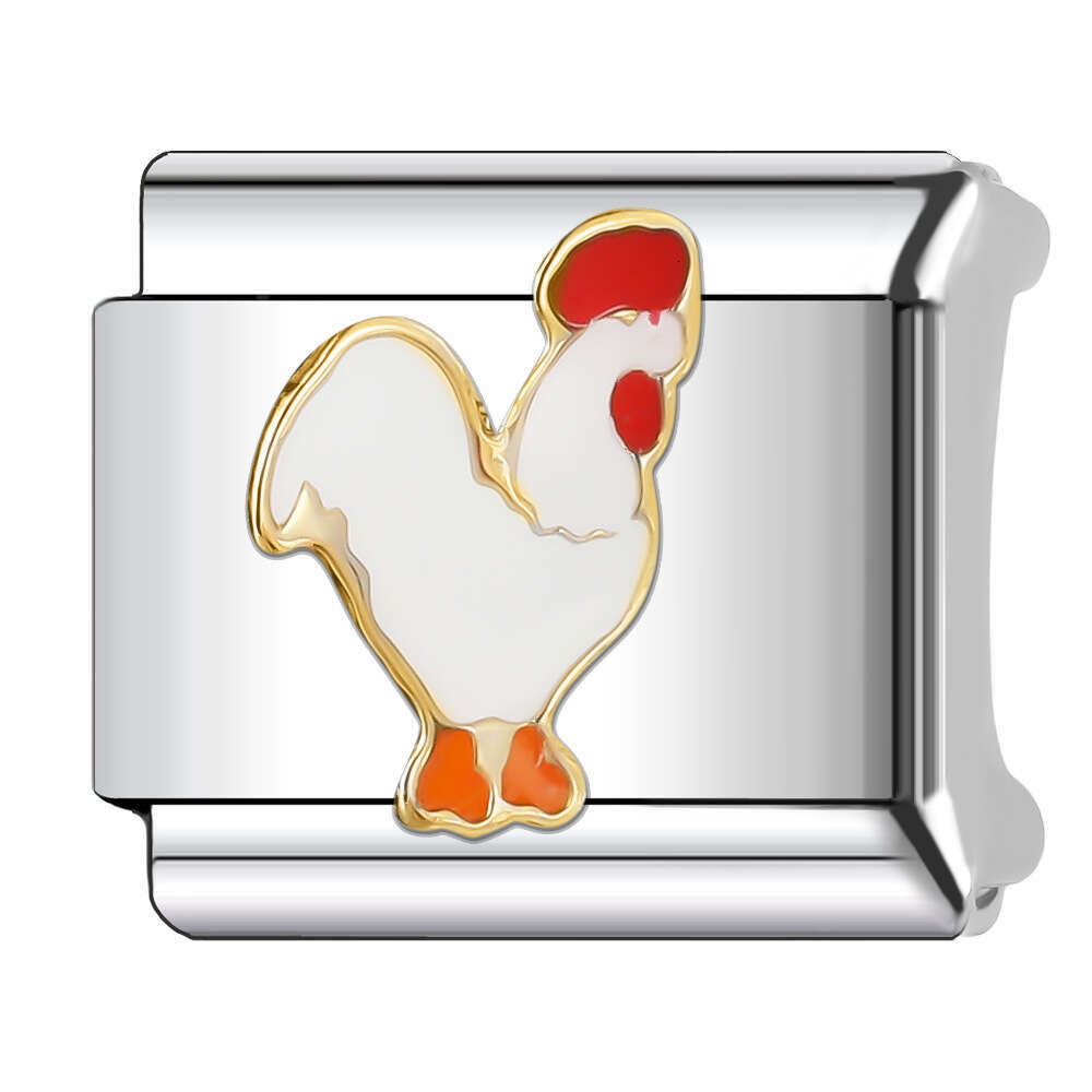 New Women's Gift Pretty Animal Cat with Enamel Bead Italian Charms Links Bangle Beads Fit 9mm Stainless Steel Bracelet Making DIY For Women Fashi