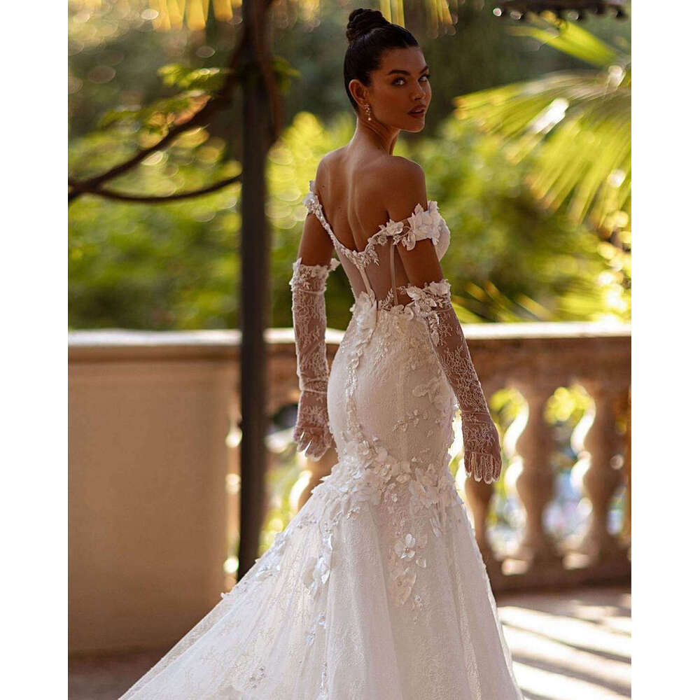 Fairy Dresses Mermaid Off The Shoulder Appliques wers Backless or-Length Princess Bride Wedding Dress Custom Made
