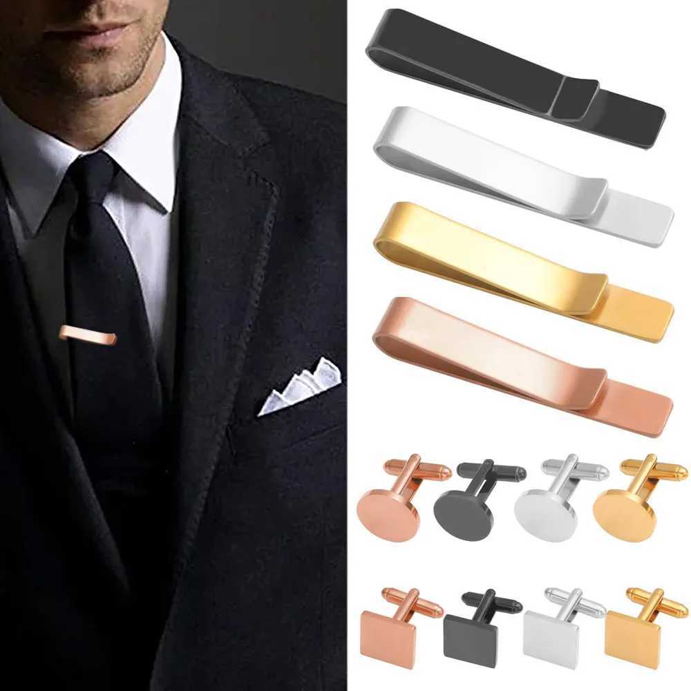 3 Pcs Formal Wear Decorate Cufflinks Tie Clip Set Necktie Clip Clasp Men Jewelry Pin Clasp Multiple Color Simple BusinessX240914
