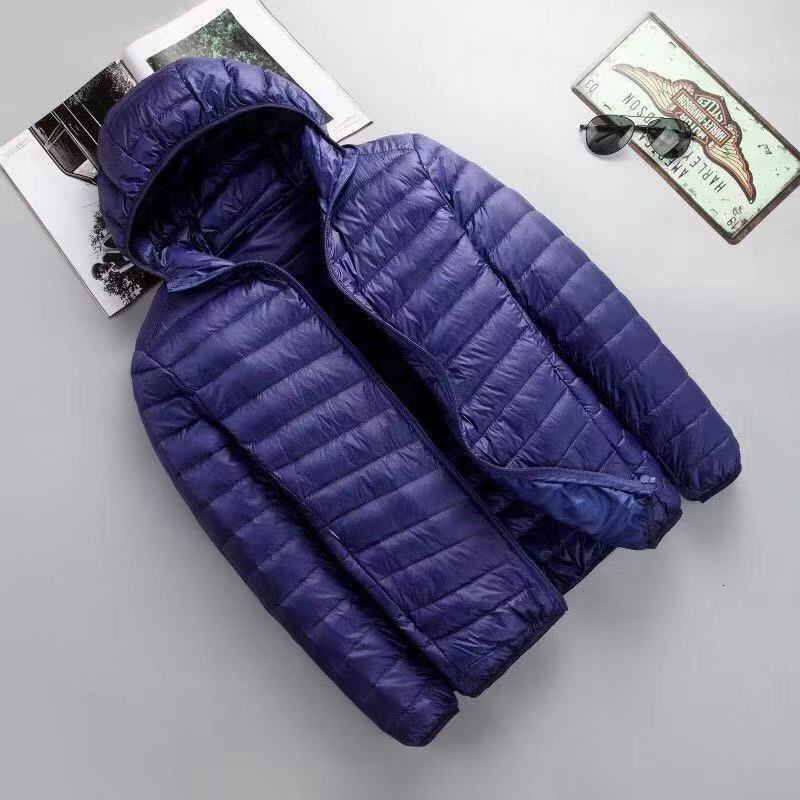 Cotton jacket men's foreign trade men's lightweight feather Rong cotton jacket winter slim fit hooded stand collar solid color warm vest jac