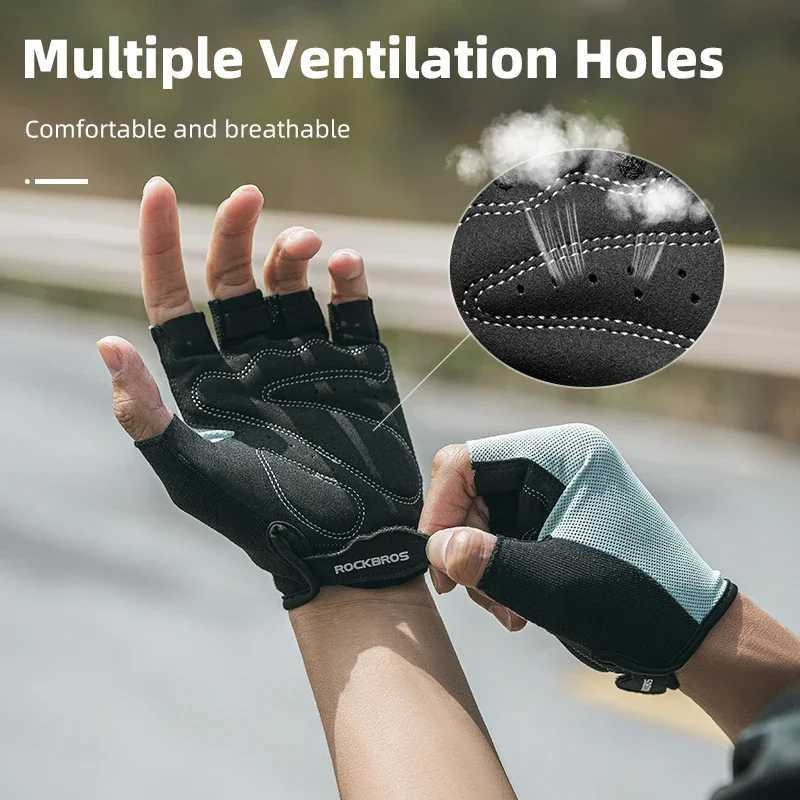ROCKBROS Cycling Gloves Half Finger Sport Gloves Breathable Summer MTB Mountain Outdoor Fitness Mittens Bicycle Glove Equipment Y240914