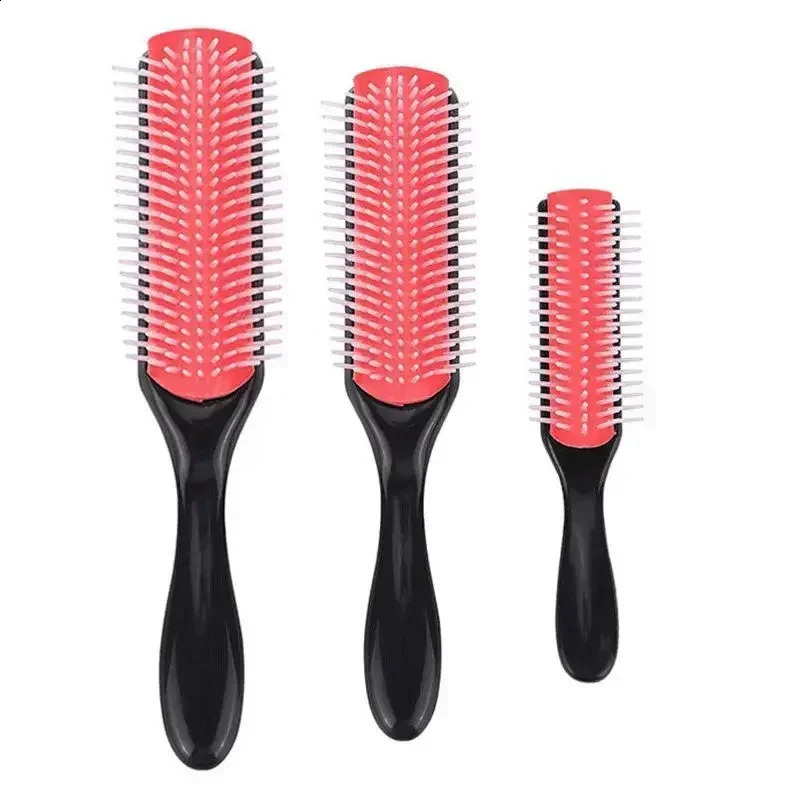 9Rows Detangling Hair Brush Detangler Hairbrush Scalp Massager Straight Curly Wet Comb Styling Tools 240911