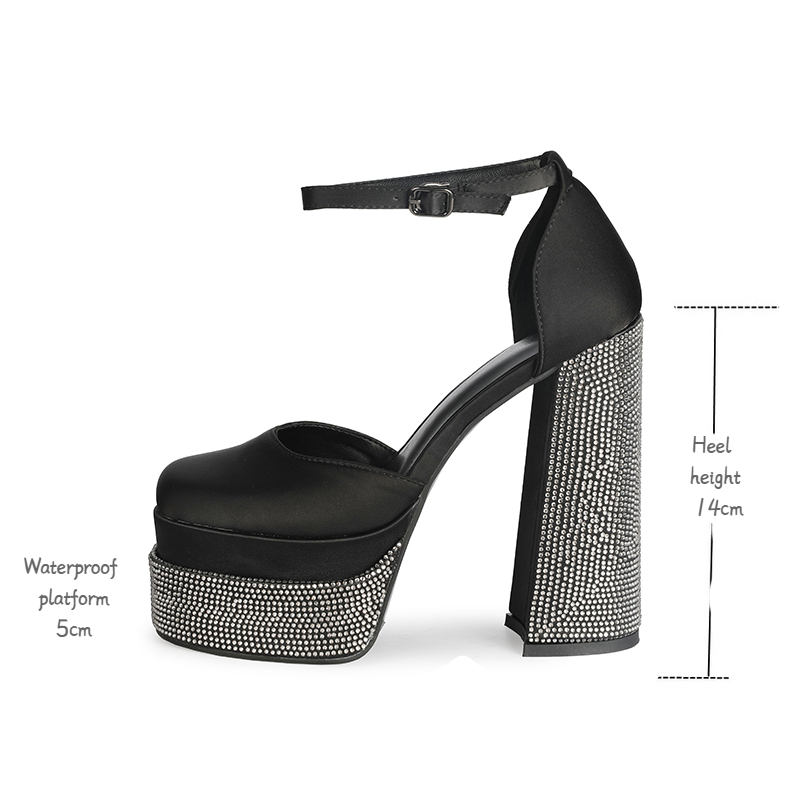 2025 new New 2022 Brand Rhie 14cm High Heel Sandals Dress Party Single Wedding bride Black Red Purple Large 34-43 Women Shoes d560