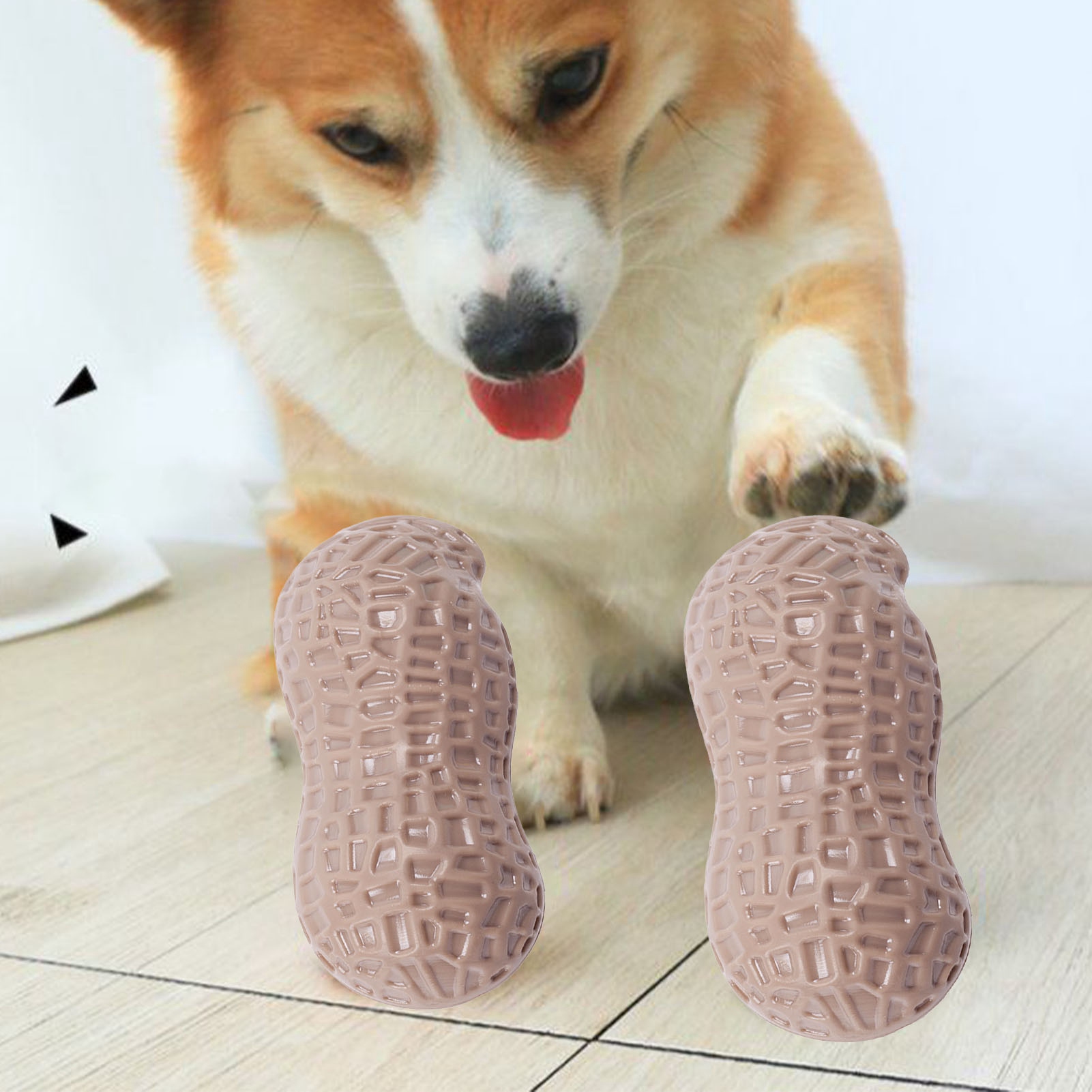 Dog Squeaky Toy Teeth Grinding Bite Resistant Simulation Peanut Shape Puppy Chewing Toy For Teddy