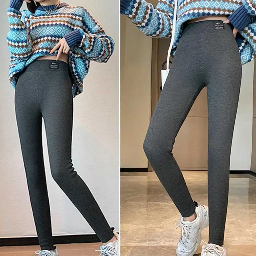 Winter Leggings Solid Color Soft High Waist Thickening Fleece Keep Warm Casual High Elasticity Women Winter Pants Female ClothesX240914