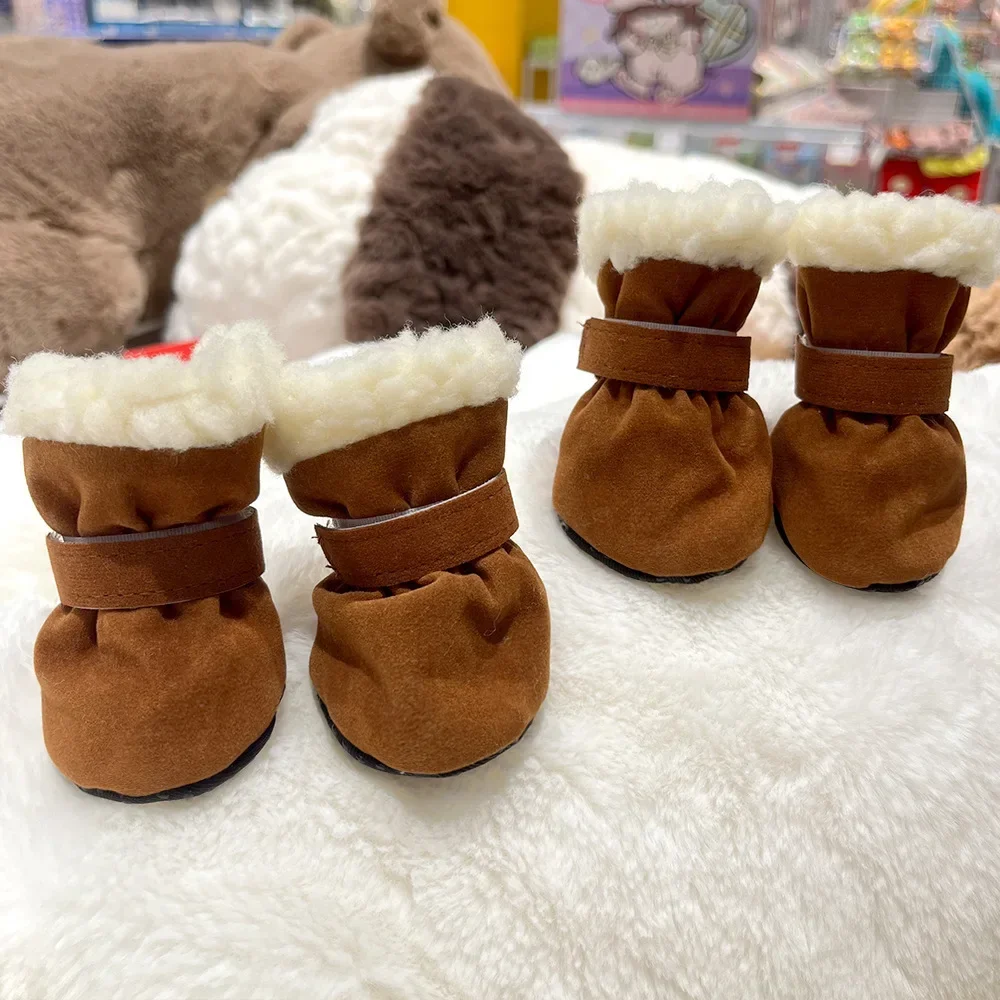Dog Snow Boots Dog Shoes for Winter Warm Plush Dog Boots for Small Medium Puppies Pet Boots & Paw Protectors with Anti-Slip Sole
