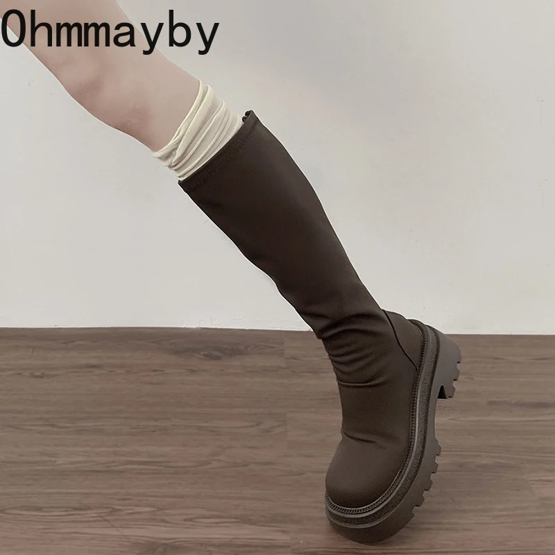 Women Chunky Knee High Fashion Back Zippers Knight Long Boots Platform Heels Autumn Winter Ladies Shoes ea6f