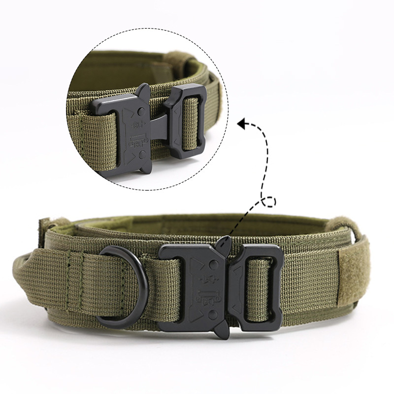 Durable Military Tactical Dog Collar Adjustable Nylon German Shepard for Medium Large Walking Training Pet Accessories