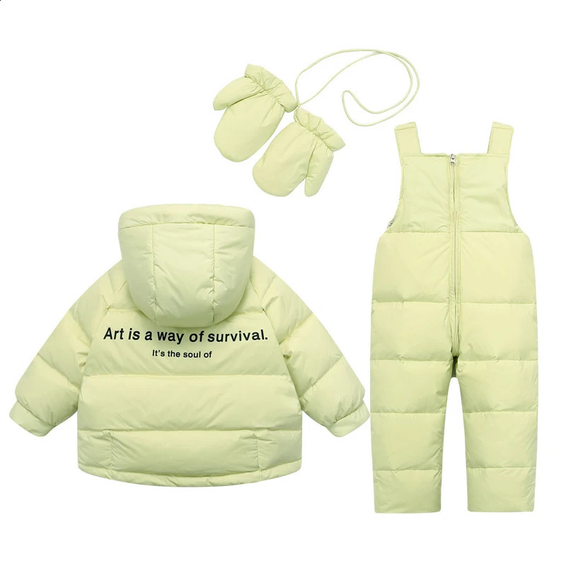 Winter Overalls Jumpsuit for Girls Boy Children Suits Toddler Jackets Kids Snowsuit Down Parka Coat Baby Outerwear With Gloves 240904