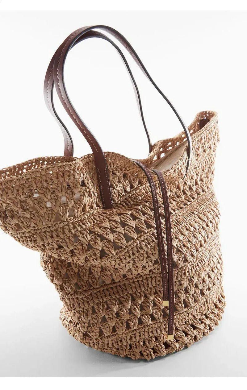 Woven handbag large capacity summer beach grass and wallet womens Bohemian shoulder bag travel 240913