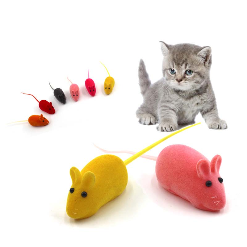 New Flocking Mouse Funny Cat Toys Sound Plush Rubber Vinyl Mouse Pet Realistic Sound Toys Cat Accessories Supplies Random Color