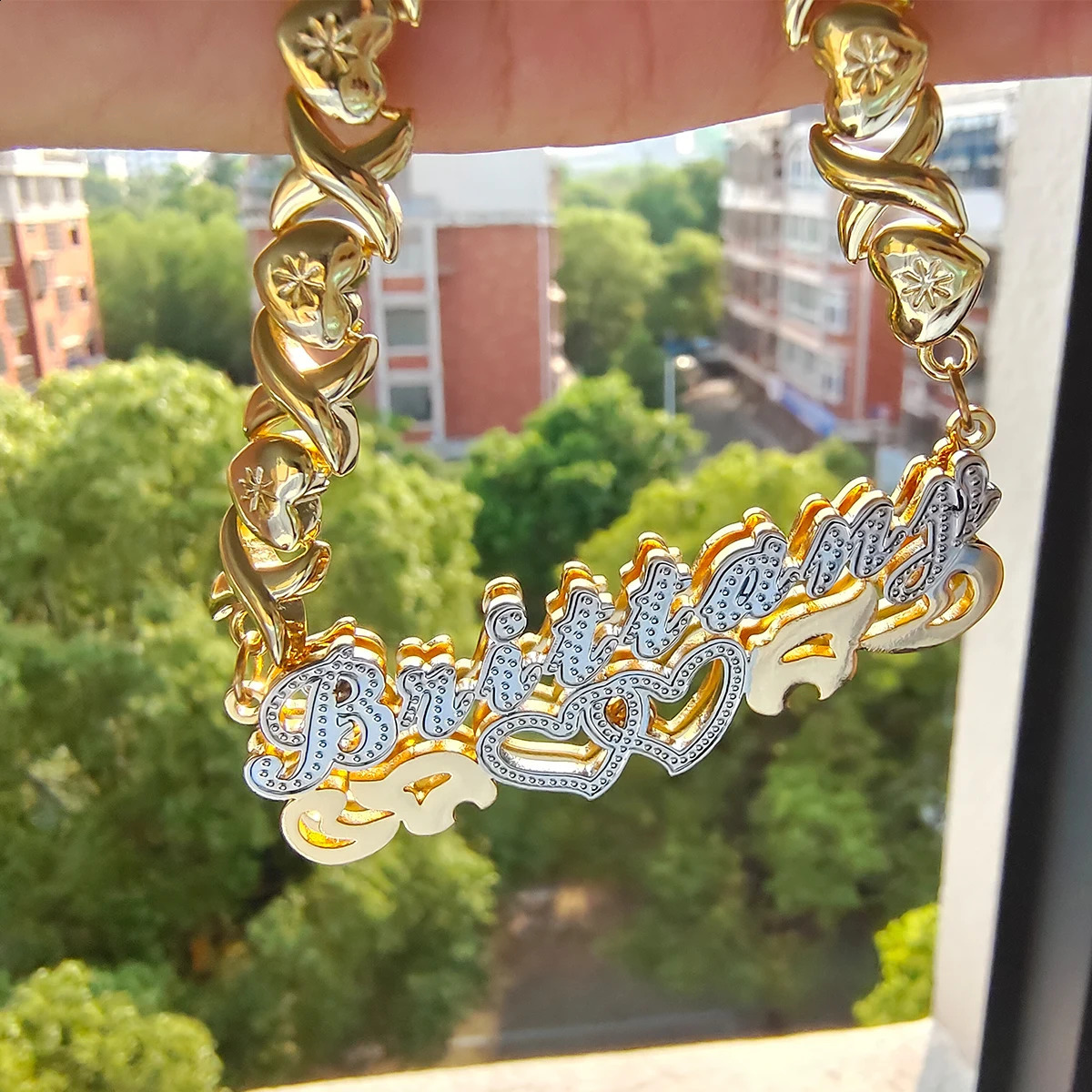 Personalized Custom Name XOXO Chain Necklace Earrings Stainless Steel 3D Double Nameplate Necklace For Women Men Jewelry Gifts 240906