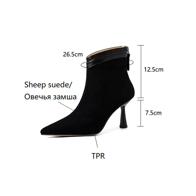2024 NEW Autumn Women Boots Sheep Suede Leather Shoes for Women Pointed Toe Ankle Boots High Heel Shoes Winter Modern Boots