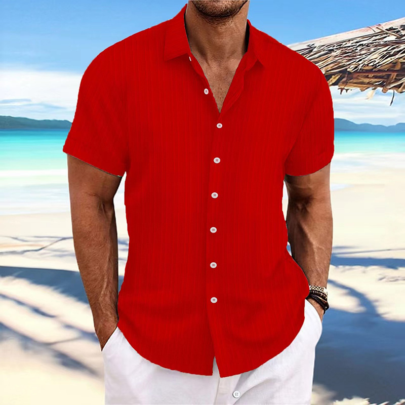 S-3XL Summer New Mens Jacquard Shirt button up short sleeved casual sports top Designer Luxury Style Clothing High quality black T shirt Top Quality S
