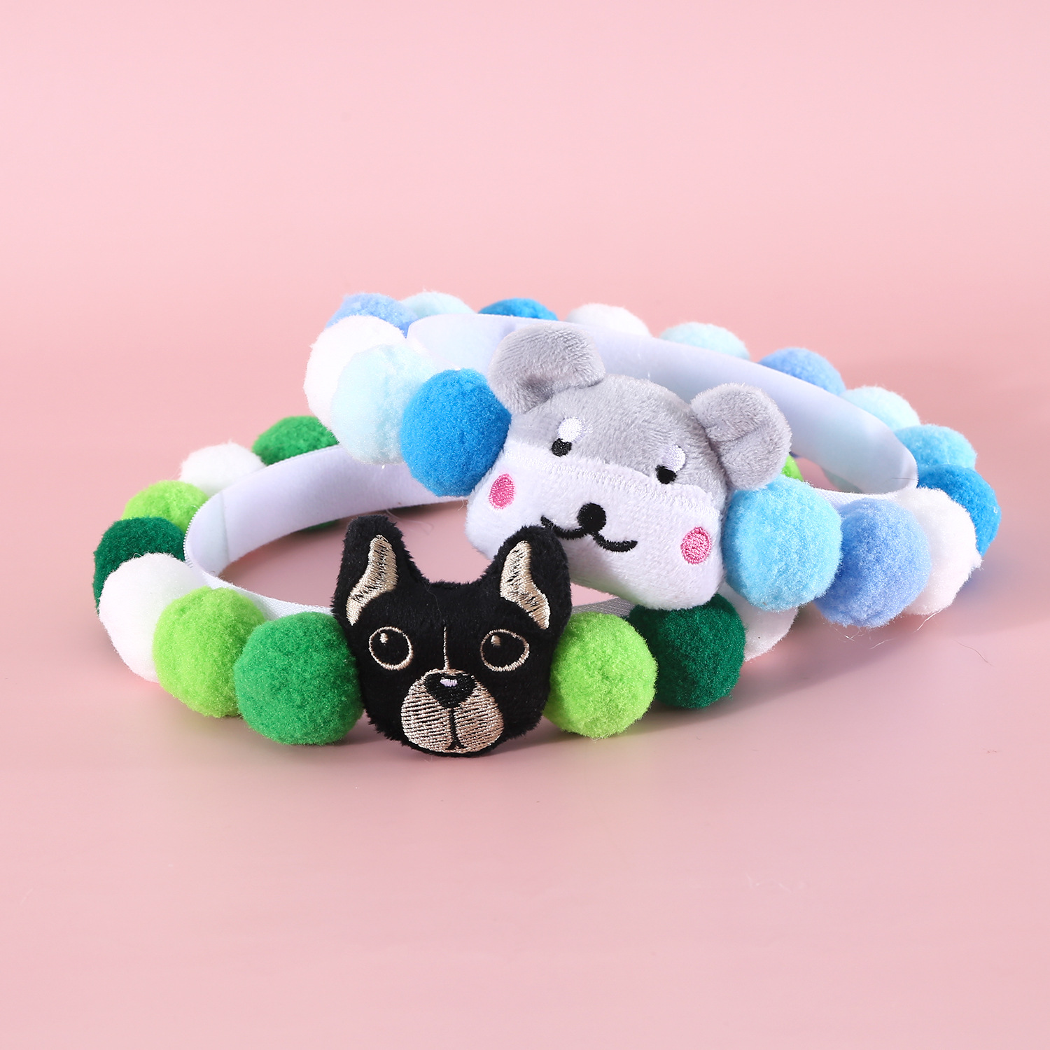 Plush Pet Collar Cat Shiba Inu Corgi Fado Cartoon Teddy Colorful Candy Ball Cat Collar Adjustable Neck Necklace Pets Decoration
