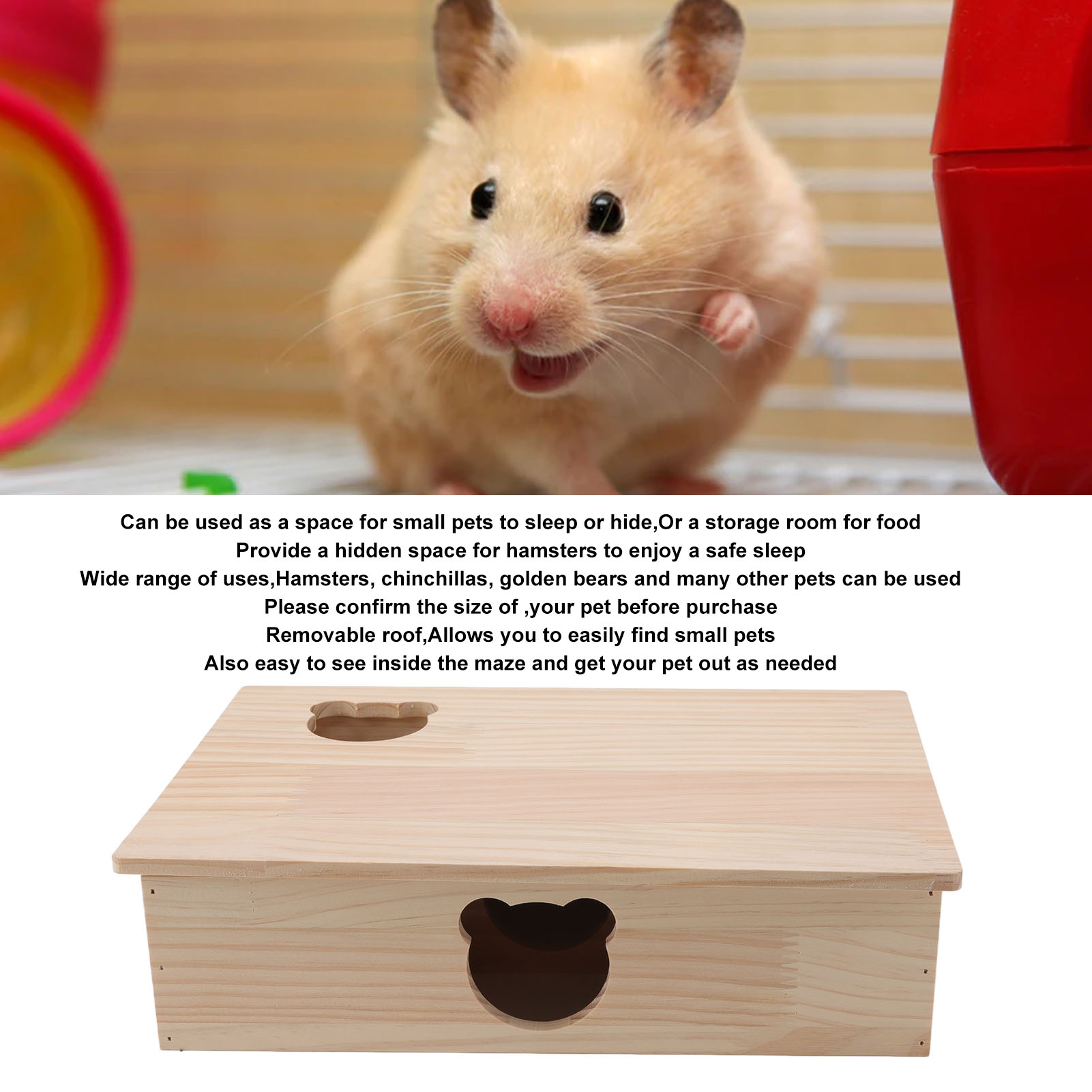 Hamster House Durable Log Movable Roof 6 Bedrooms Pet Hideout House For Pets Sleeping And Moving