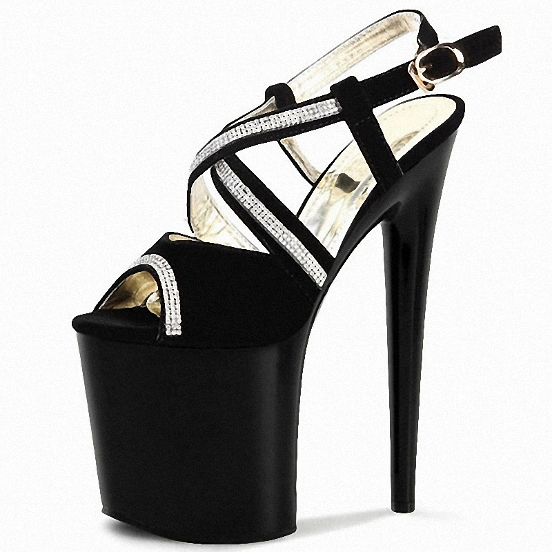 20cm Sexy Fetish Big Size Open Toe Hollow Stripper Heels Thin Heels Platform Exotic Dancer 8Inches Elegant Bride Models Catwalk